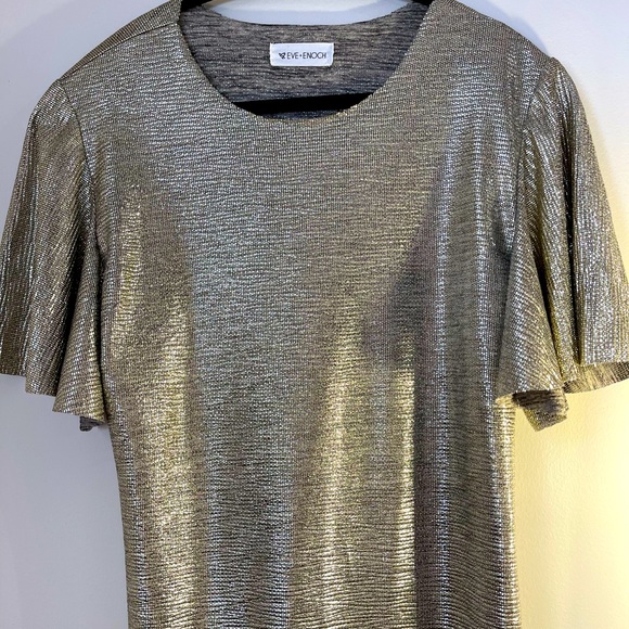 Eve + Enoch Gold Flutter Sleeve Dress - Picture 3 of 8